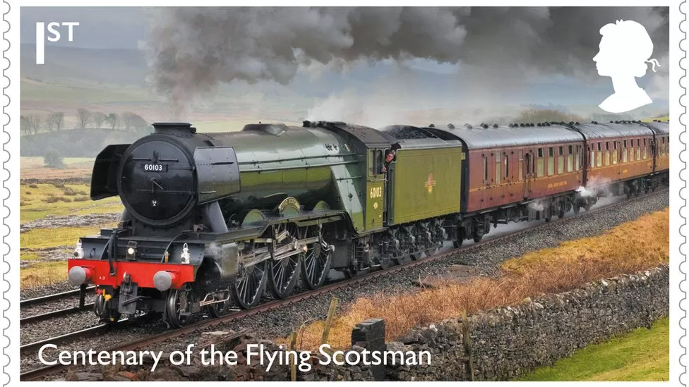 Centenary Flying Scotsman Stamp with Queen's Head